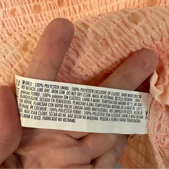 Forever 21 Long Puff Polka Dot Mesh Sleeve Pink Knit Crop Top Size M GUC - Picture 5 of 8